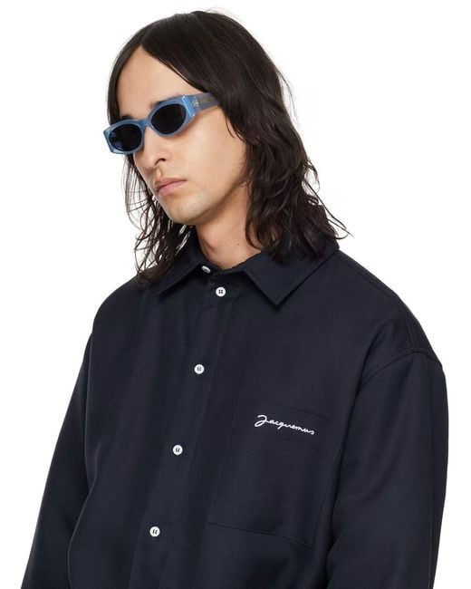 Jacquemus Blue Logo Sunglasses for men