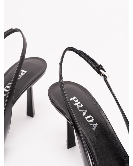 Prada Black Pointed-Toe Slingback Heeled Pumps
