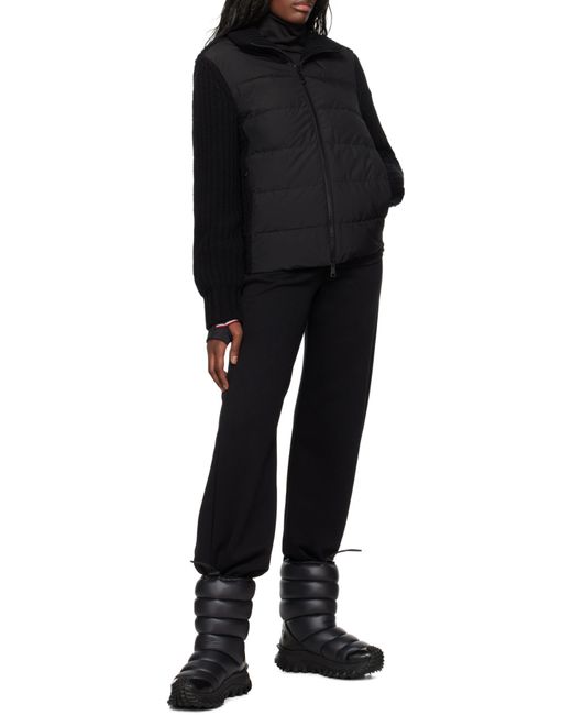 Moncler Black Zip-Up Padded Knit Cardigan