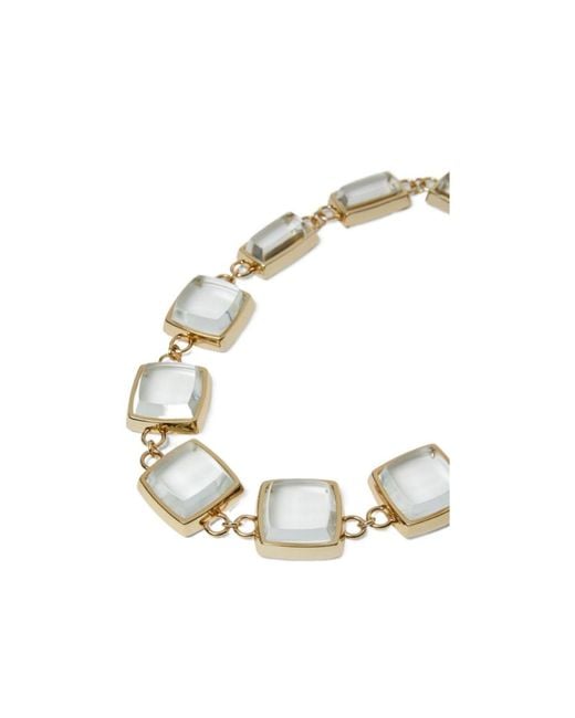 Max Mara Metallic Logo Crystal Necklace