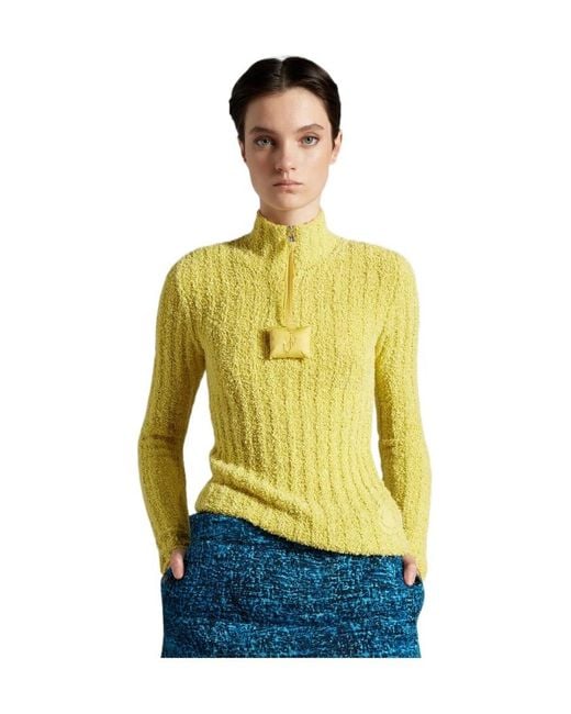 Moncler Yellow X Jw Anderson Half-Zipped Knitted Jumper