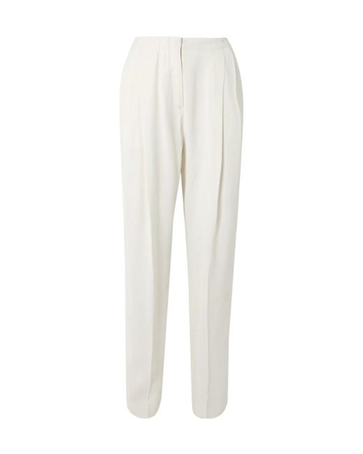 TOVE White Pleated Crepe Straight-Leg Pants
