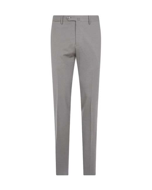 PT01 Gray Casual Trousers With Belt Loops for men