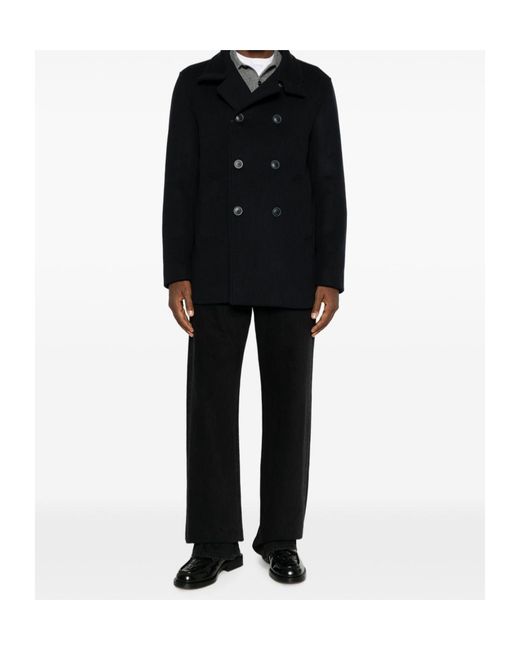 Herno Black Double-Breasted Coat for men