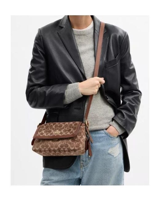 COACH Brown Etta Small Flap Shoulder Bag