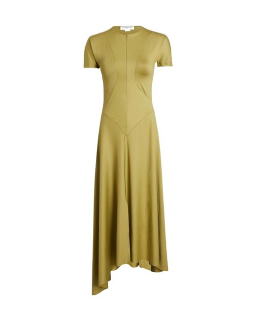 Victoria Beckham Green Finch Zipped Front Midi Dress