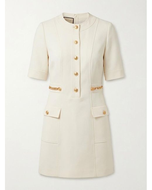 Gucci White Short-Sleeve Shift Dress