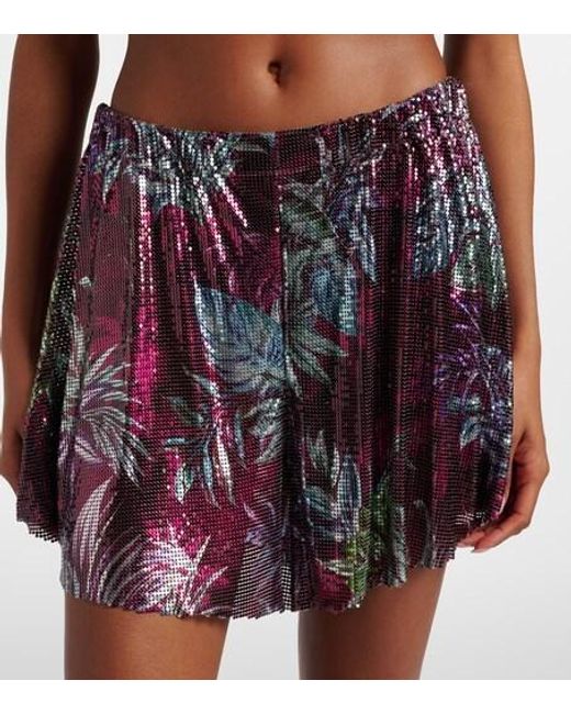 Rabanne Red Printed Chainmail Shorts