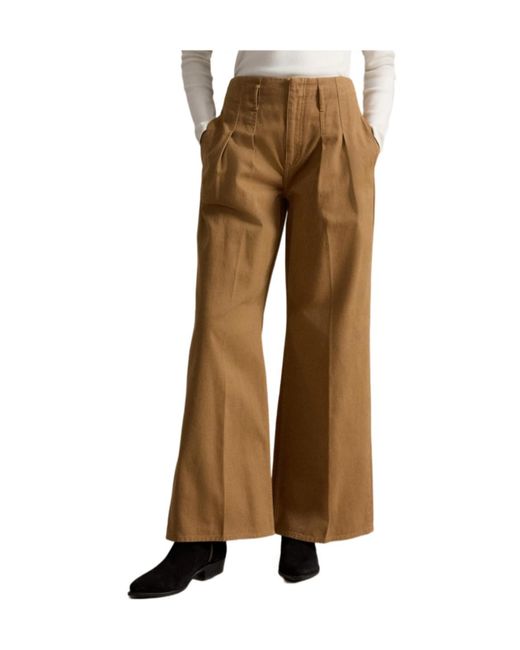 Polo Ralph Lauren Natural Pleated Wide-Leg Trousers