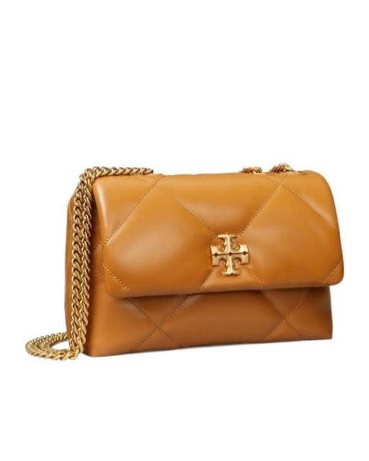 Tory Burch Brown Small Kira Diamond Quilt Convertible Shoulder Bag