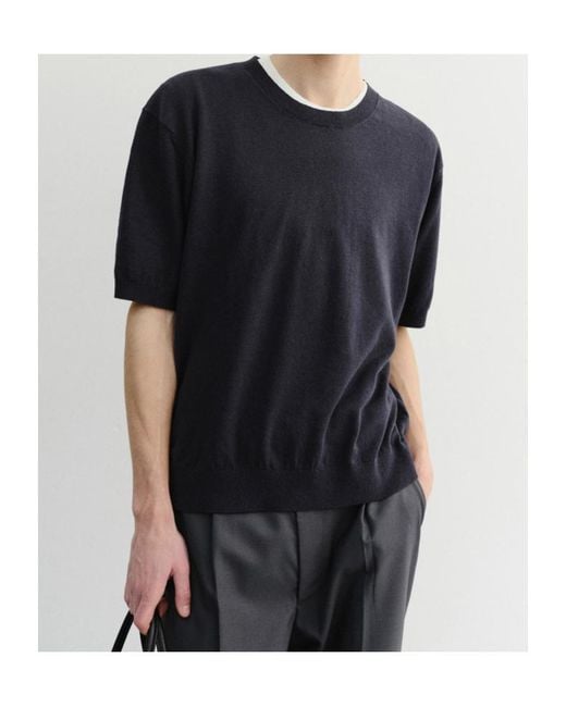DUNST Blue Short-Sleeve Sweater for men