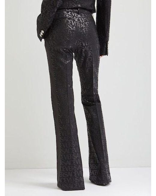Versace Black Logo Jacquard Bell Bottoms