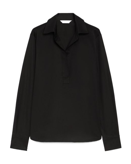 Max Mara Black V-Neck Long-Sleeved Shirt