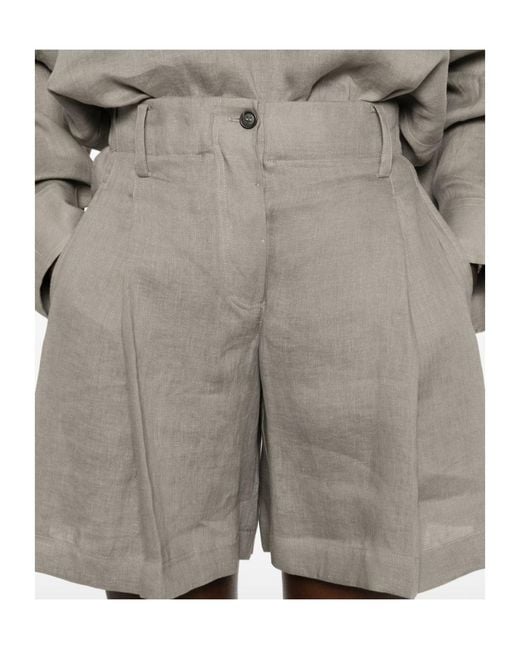 Brunello Cucinelli Gray Double Pleated Shorts