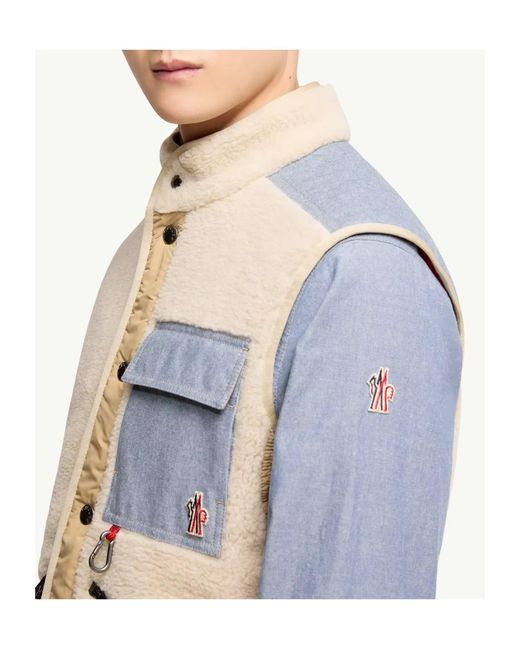 Moncler Natural Grenoble Logo-Patch Button-Up Gilet for men