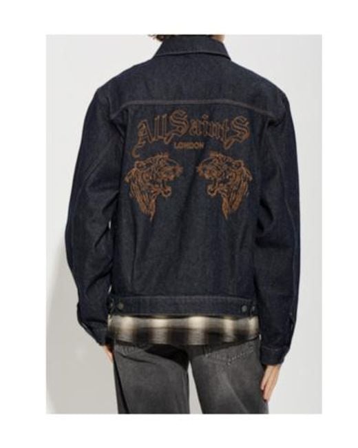 AllSaints Blue Button Denim Jacket for men