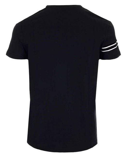 Balmain Black Flocked Cotton T-Shirt With Logo Print for men