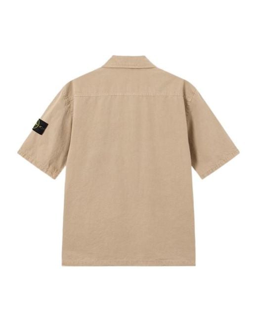 Stone Island Natural Short Sleeve Logo Patch Shirt for men