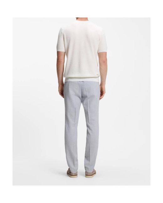 Boss White Short-Sleeved Sweater With Knitted Structure for men