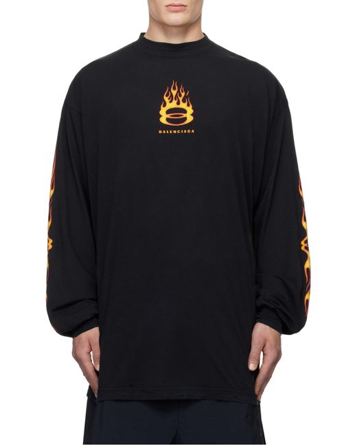 Balenciaga Blue Logo Printed Long-Sleeved T-Shirt for men