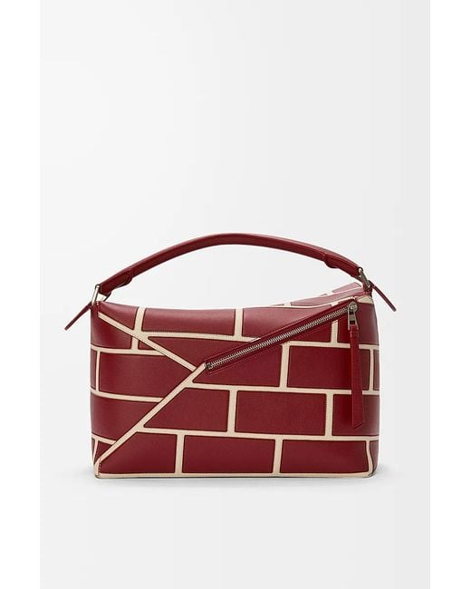 Loewe Red Puzzle Edge Large Brick Bag for men