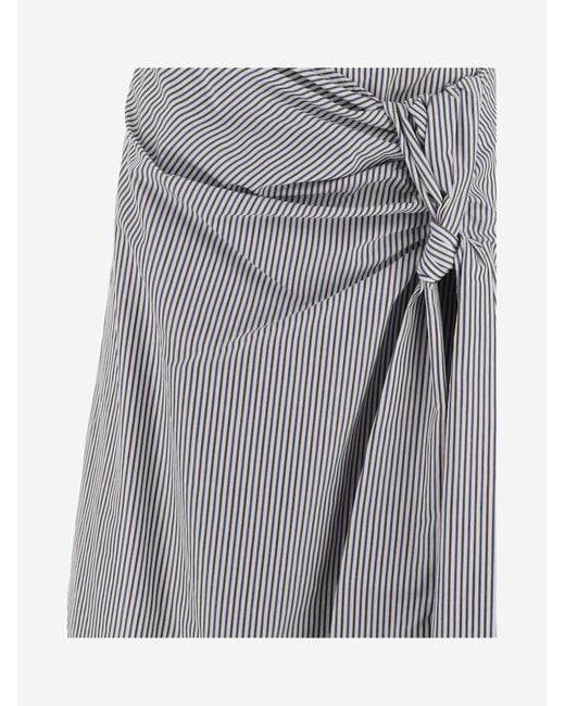 Bottega Veneta Gray Striped Midi Skirt