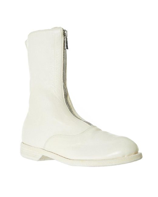 Guidi Natural Zip-Front Calf-Length Boots