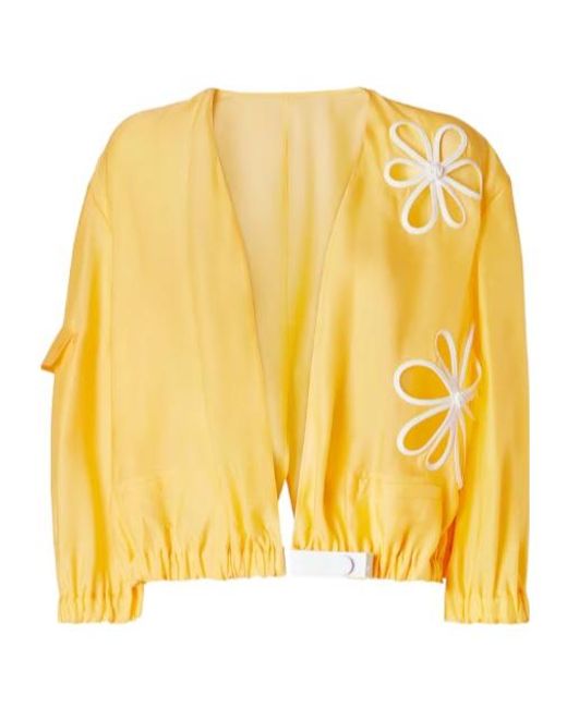 Fendi Yellow Floral Cut-Out Bomber Jacket