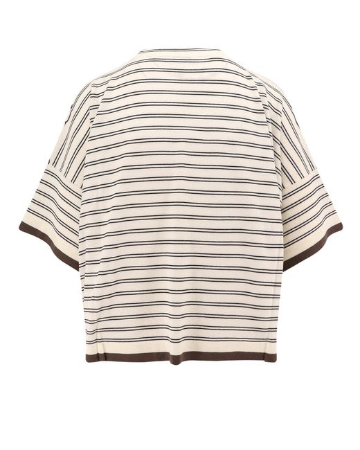 Brunello Cucinelli Natural Striped Crewneck Jumper