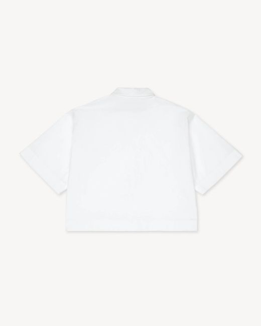 KENZO White Cropped Logo Embroidered Shirt