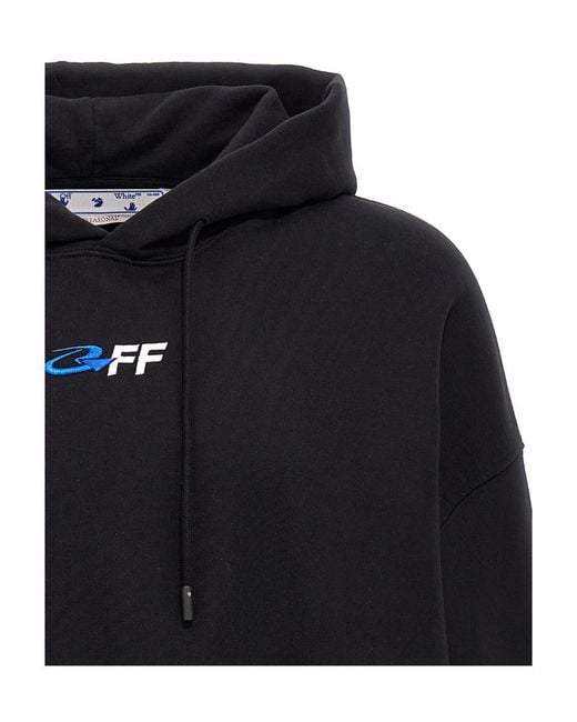 Off-White c/o Virgil Abloh Blue Graphic-Print Cotton Hoodie for men