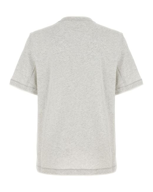 Brunello Cucinelli White Logo Embroidered Layered T-Shirt for men