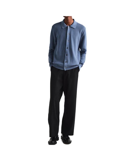 Dolce & Gabbana Blue Vertical Rib Knit Shirt With Polo Collar for men