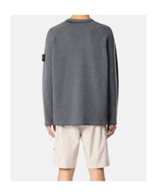 Stone Island Gray Logo Patch Crewneck Jumper for men