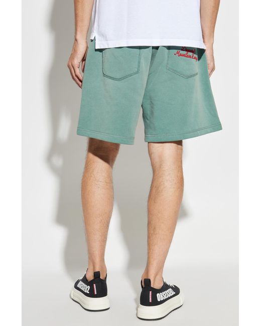 DSquared² Green Logo Embroidered Sweat Shorts for men