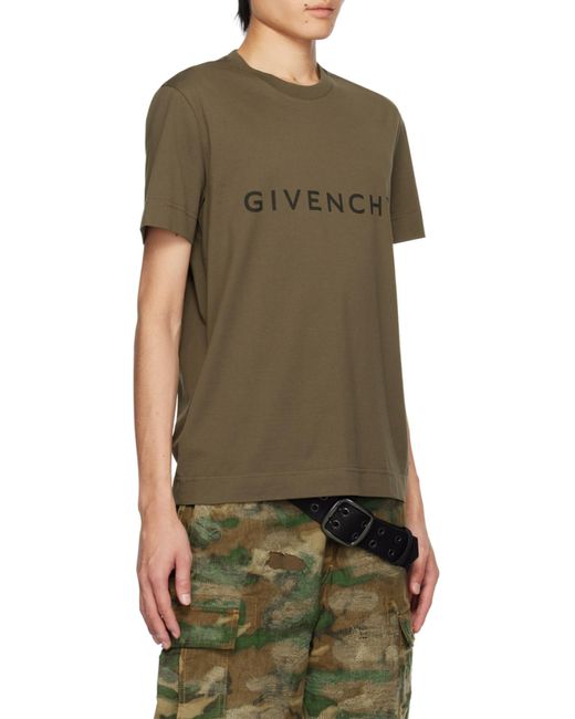 Givenchy Green Logo Printed Crewneck T-Shirt for men