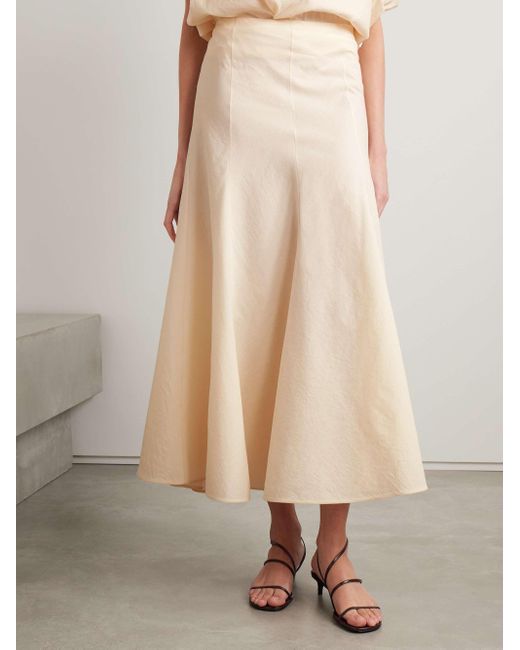 Khaite Natural Lenno Flared Hem Midi Skirt