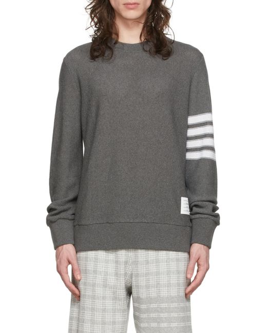 Thom Browne Gray 4-Bar Stripe Cotton Jumper for men