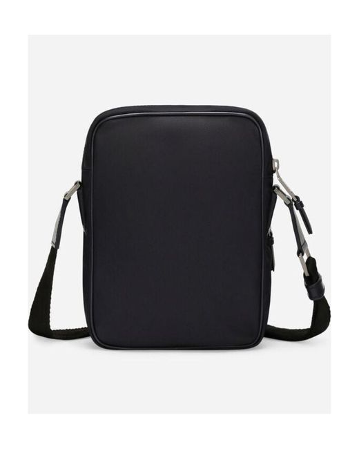 Dolce & Gabbana Black Logo-Printed Zipped Shoulder Bag for men