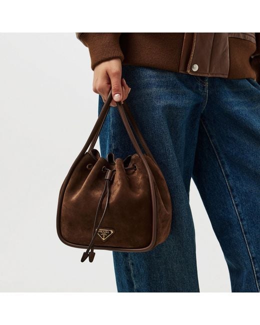 Prada Brown Suede Bucket Bag