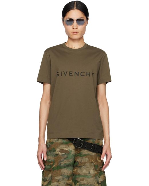Givenchy Green Logo Printed Crewneck T-Shirt for men