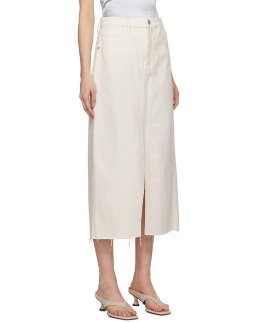 FRAME White The Midaxi Frayed Edge Denim Midi Skirt
