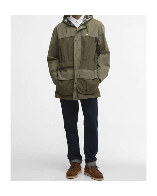 Barbour Green Logo-Embroidered Coat for men