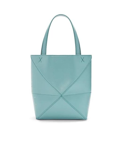 Loewe Blue Mini Squid Pattern Puzzle Fold Handbag