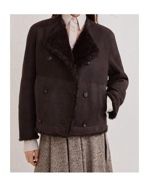 Brunello Cucinelli Brown Double-Breasted Long Sleeved Jacket