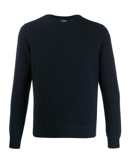 Barba Napoli Blue Round Neck Jumper for men