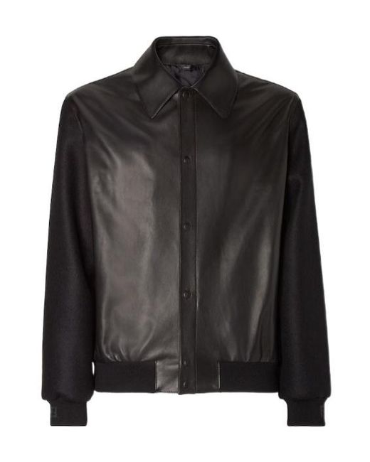 Fendi Black Wool And Leather Blouson for men