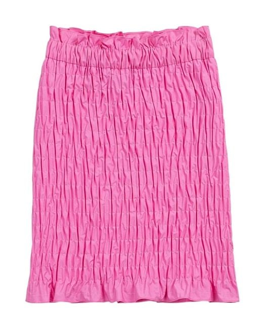 MSGM Pink Shirred-Effect Mini Skirt