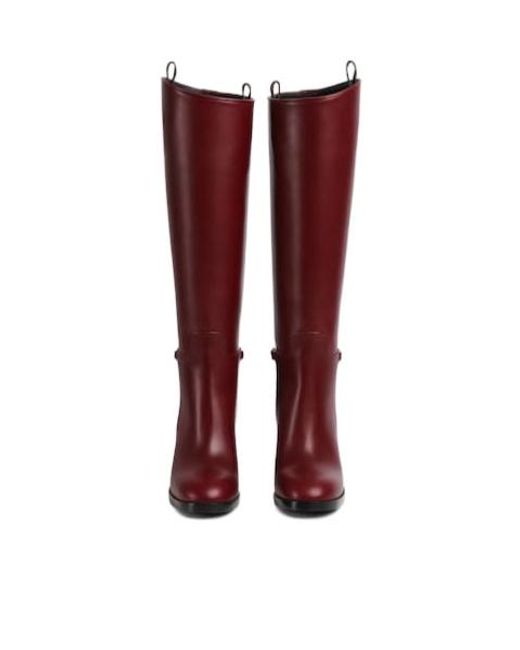 Gucci Red Slim Horsebit Boots