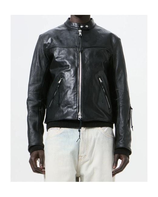 Our Legacy Black Yurei Buffed Leather Jacket for men